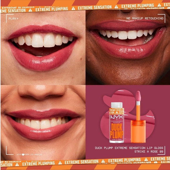 $13❤️‍🔥 NYX Duck Plump High Pigment Lip Plumping Gloss STRIKE A ROSE 🦆 NEW - Picture 3 of 10